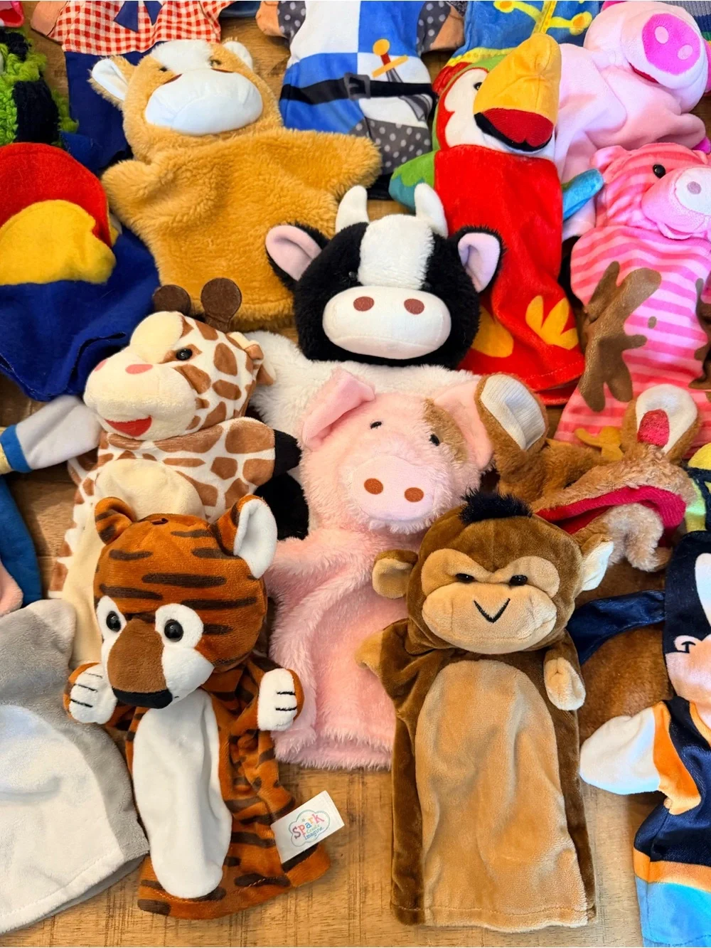 huge bundle of over 25 hand puppets vintage Disney crochet and so much more